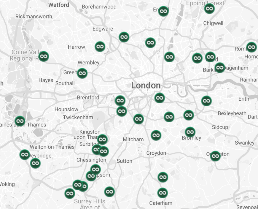 Example of map showing drop off points